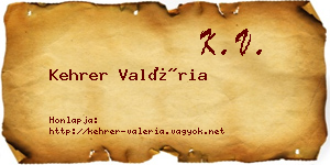 Kehrer Valéria névjegykártya